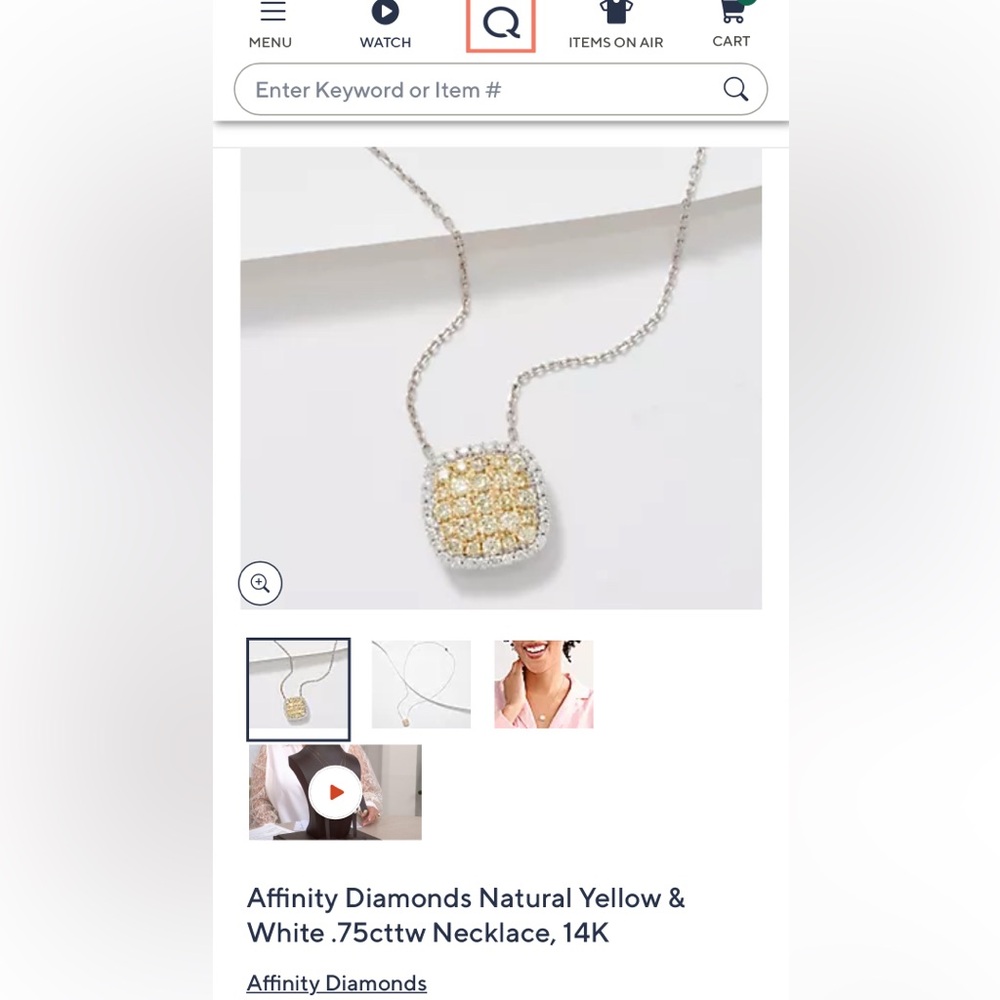 Affinity Diamonds Natural Yellow and White .75cttw. Diamond Necklace 14k. QVC